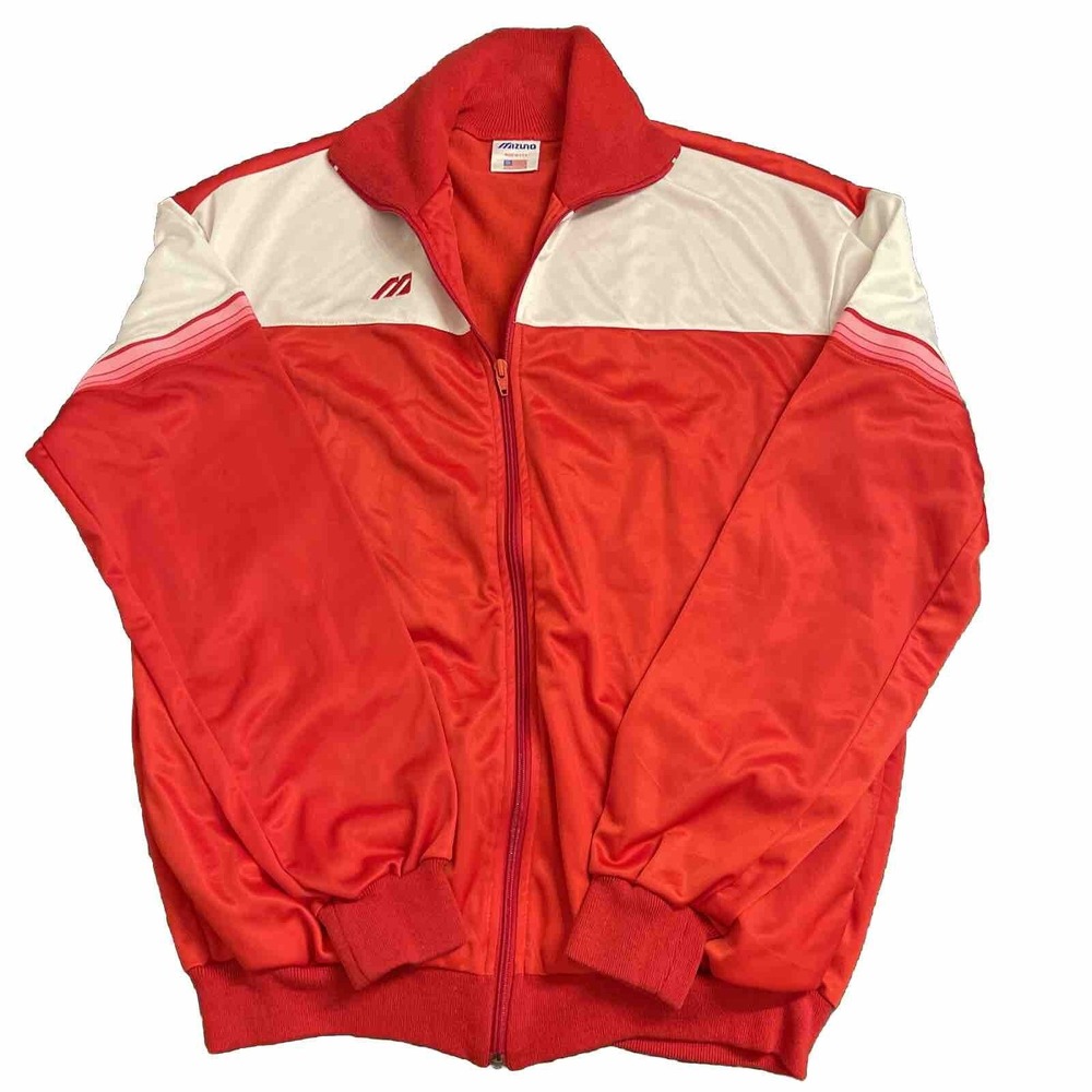 Rare Vintage Mizuno Track Jacket Made In USA XXL Red White Retro Color Block